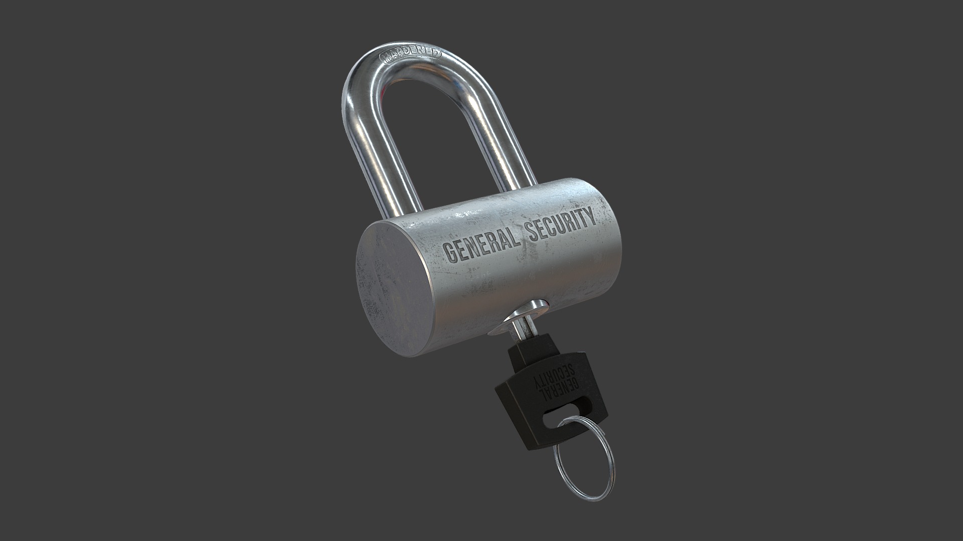 3D model Lock and Key - This is a 3D model of the Lock and Key. The 3D model is about a key chain with a key.