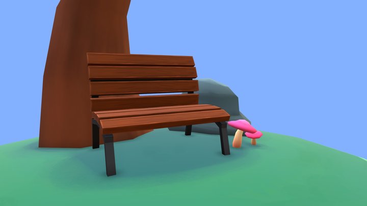 Quiet place under a tree. 3D Model