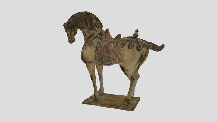 Antique Wood Carving - Tang Horse Gloden Large 6 3D Model