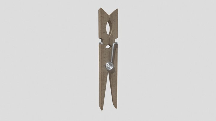 Wooden clothespin Realistic 3D Model