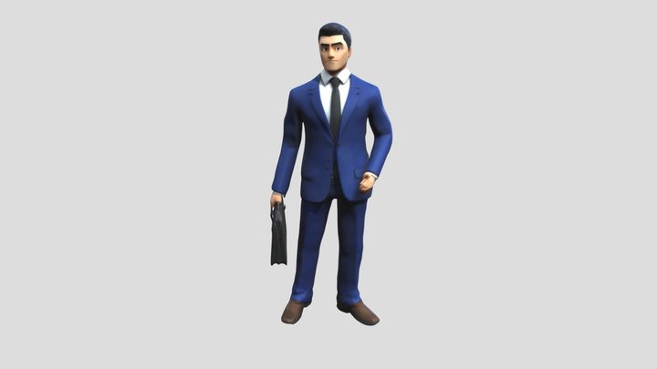A low-poly 3D businessman_fbx 3D Model