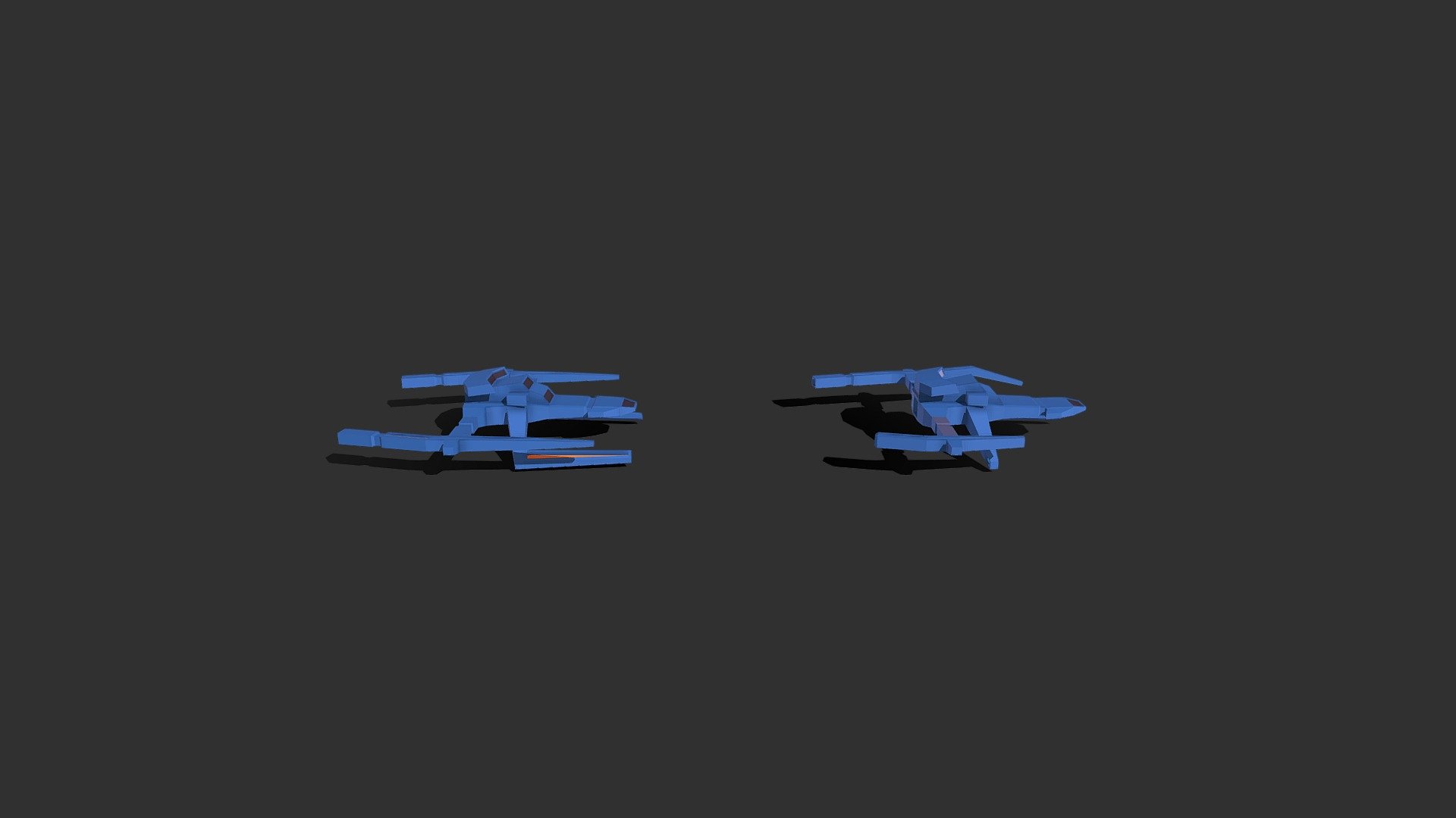 Low Poly Spider Spaceship with Crashed Version