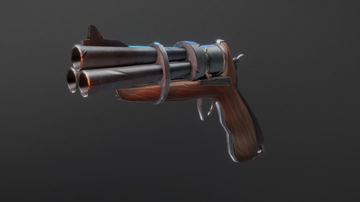 Stylized Tri-Revolver 3D Model