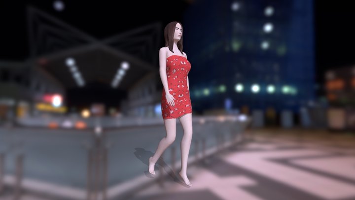 female clothed & animated 3D Model