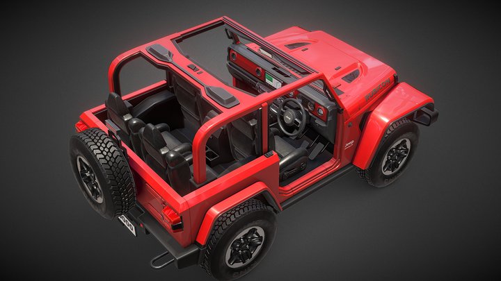 Jeep- Wrangler- Rubicon_lowpoly 3D Model