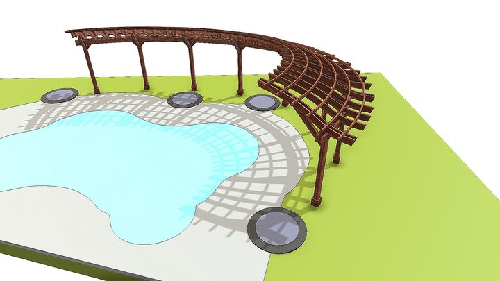 Custom Pergola trellis 3D Model