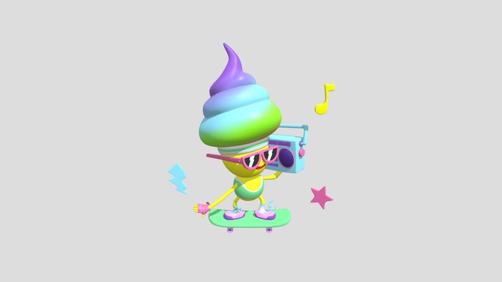 Fun Cartoon 3D Skateboard Model