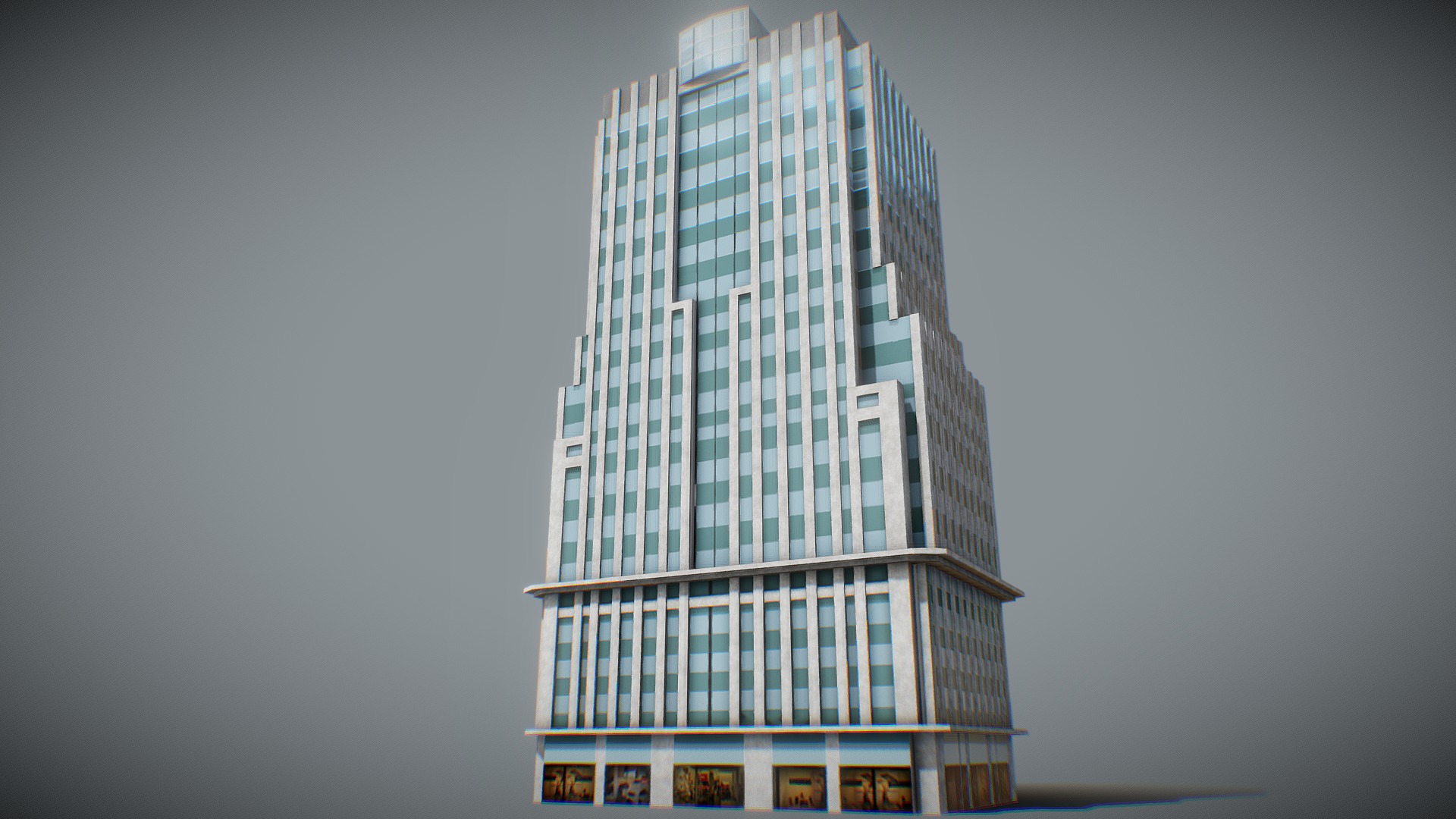 3D model Low poly environment building - This is a 3D model of the Low poly environment building. The 3D model is about a tall building with many windows.
