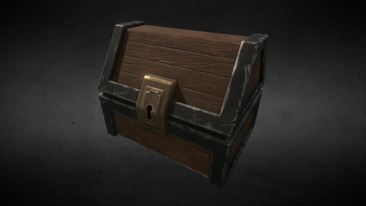 3D model Chest_13 - This is a 3D model of the Chest_13. The 3D model is about a box with a metal lid.