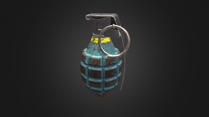cyan-blue Old grenade 3D Model