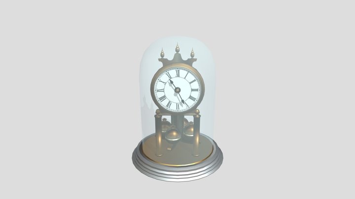 Gustav Becker Glass Dome Pendulum Clock 3D Model