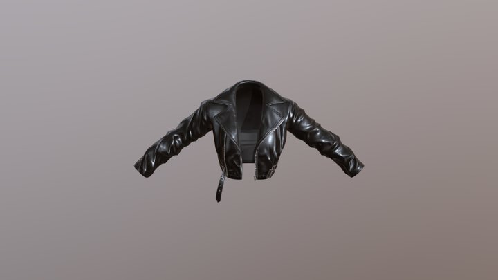Motorcycle Cropped Leather Jacket Women 3D Model