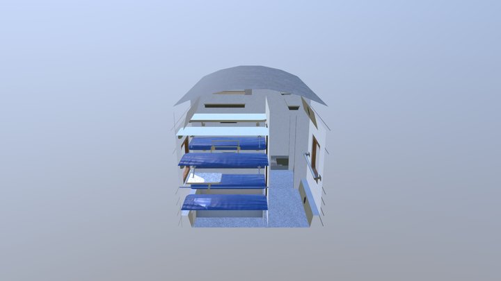 Modular railroad passenger wagen 3D Model