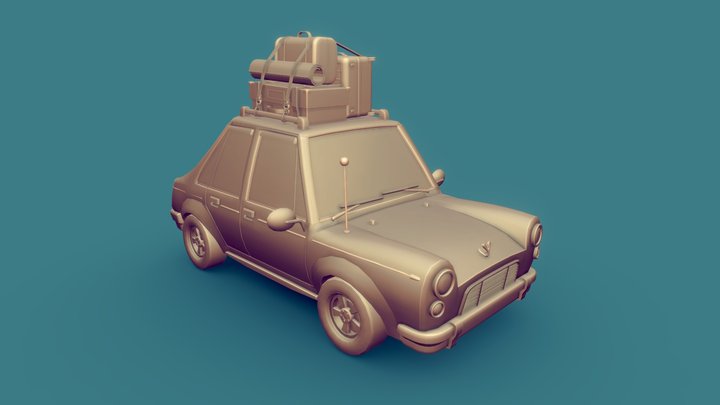 Car with strapped luggage 3D Model