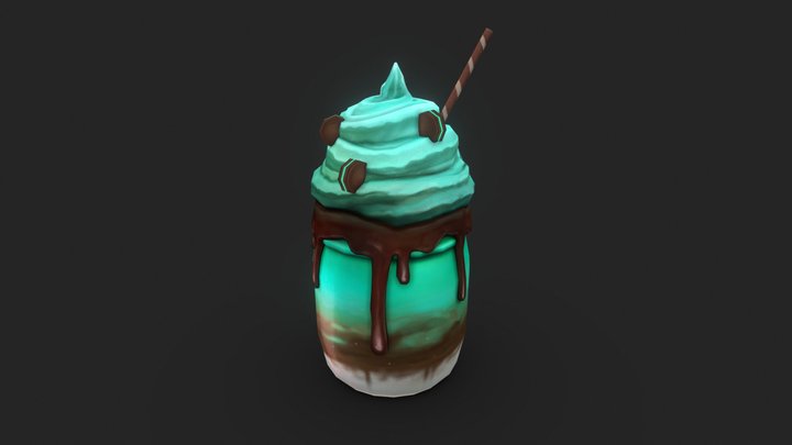 Chocolate-mint milkshake 3D Model