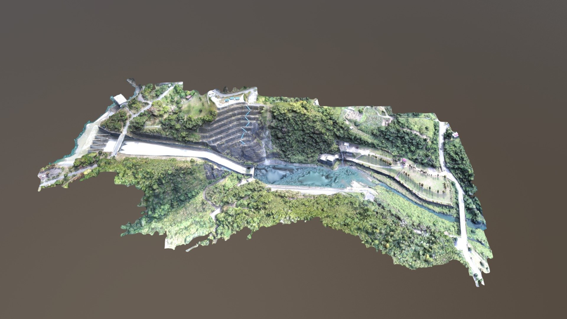 1061213鯉魚潭溢洪道(100公尺) Simplified 3d Mesh