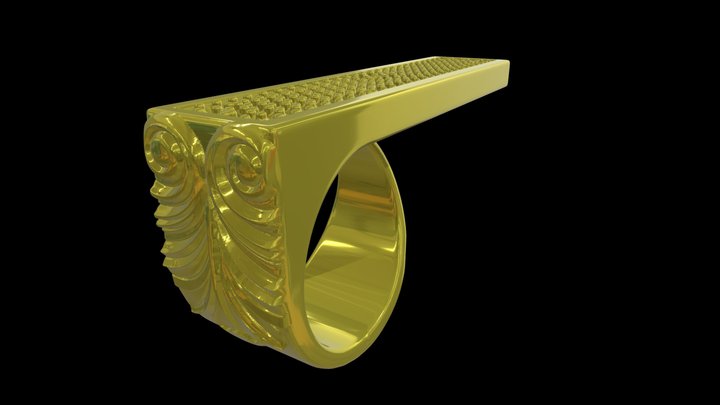 adjustable ring version 1 with gems engraving 1 3D Model