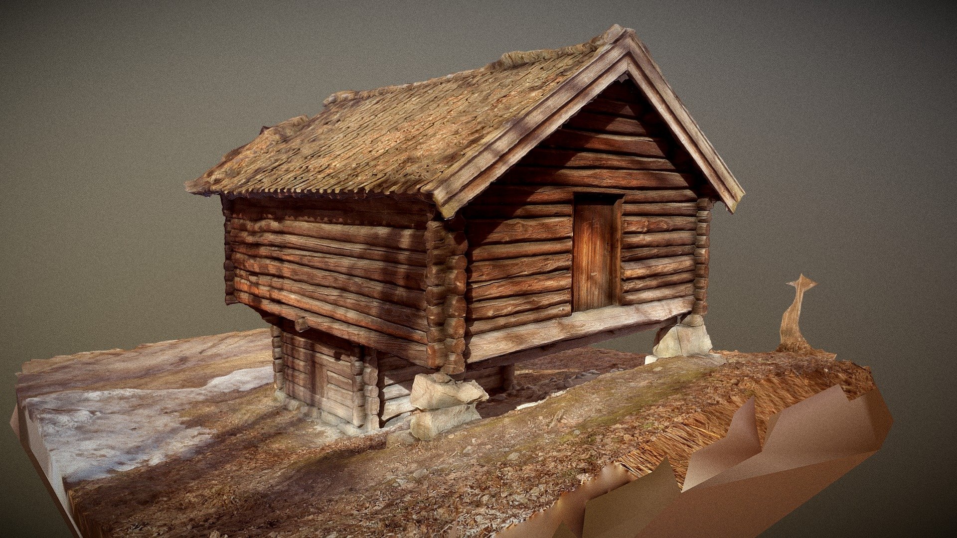 Cabin, Kjone fra Karlsrud, Norsk Folkemuseum — Sketchfab embed 3D viewer