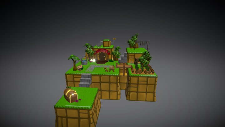 Handpainted scene 3D Model