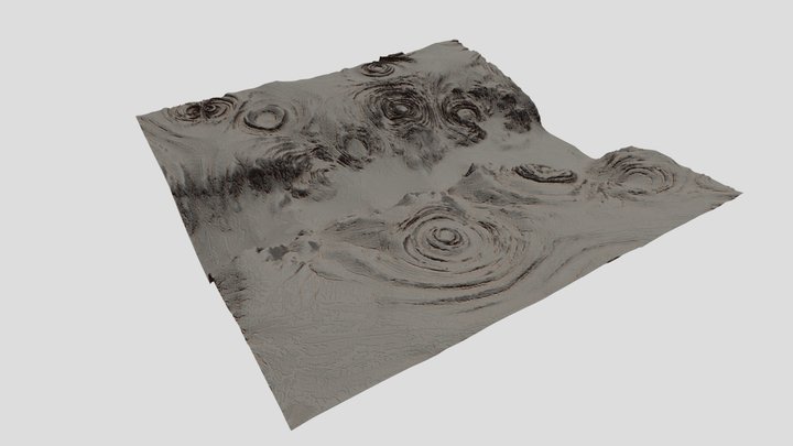 Alien planet surface landscape with craters – Modello 3D gratuito STL