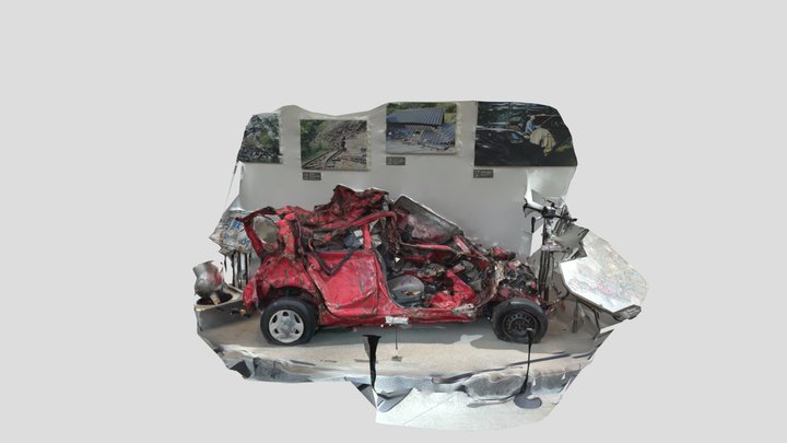 地滑りで壊れた車 3D Model