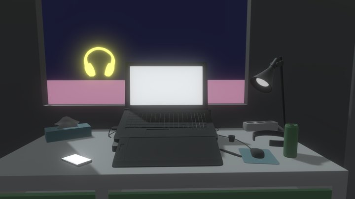 Lofi Hip Hop Study Scene 3D Model