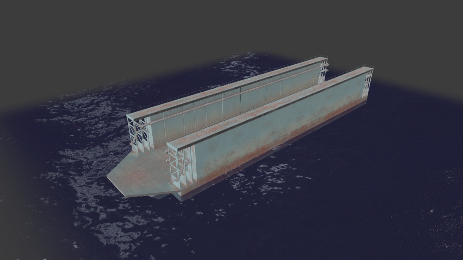 3D model Floating Dock 2 - This is a 3D model of the Floating Dock 2. The 3D model is about a space ship in space.