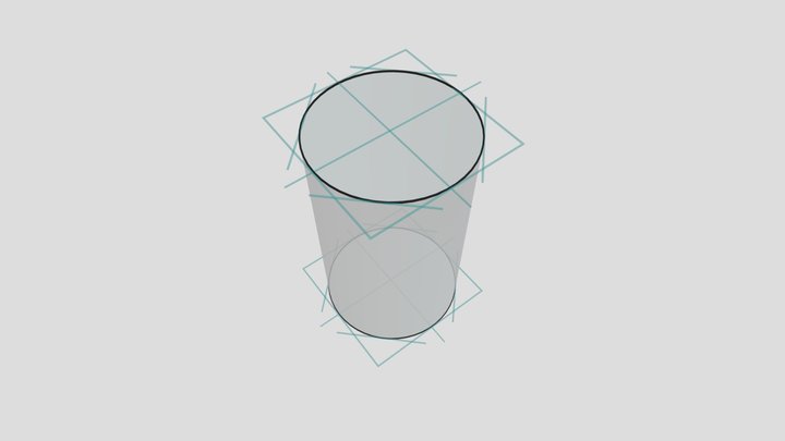 圆柱-透视-辅助线 3D Model