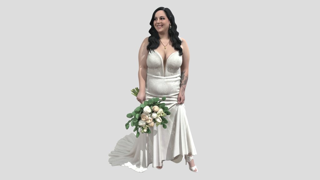 Lace Bride with Bouquet