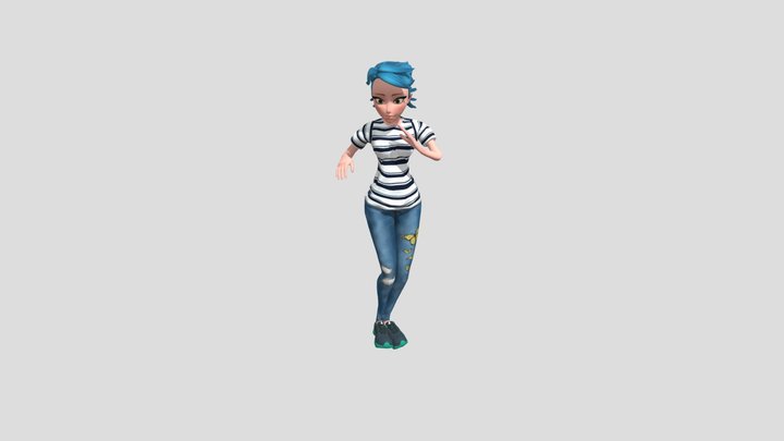 Cartoon Young Female 1 Rumba Dancing 3D Model
