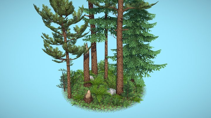 Pixel Art Pine Forest 3D Model