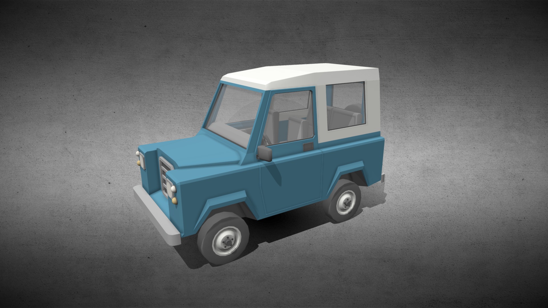 3D model Low-Poly 4×4 Car - This is a 3D model of the Low-Poly 4x4 Car. The 3D model is about a small blue car.
