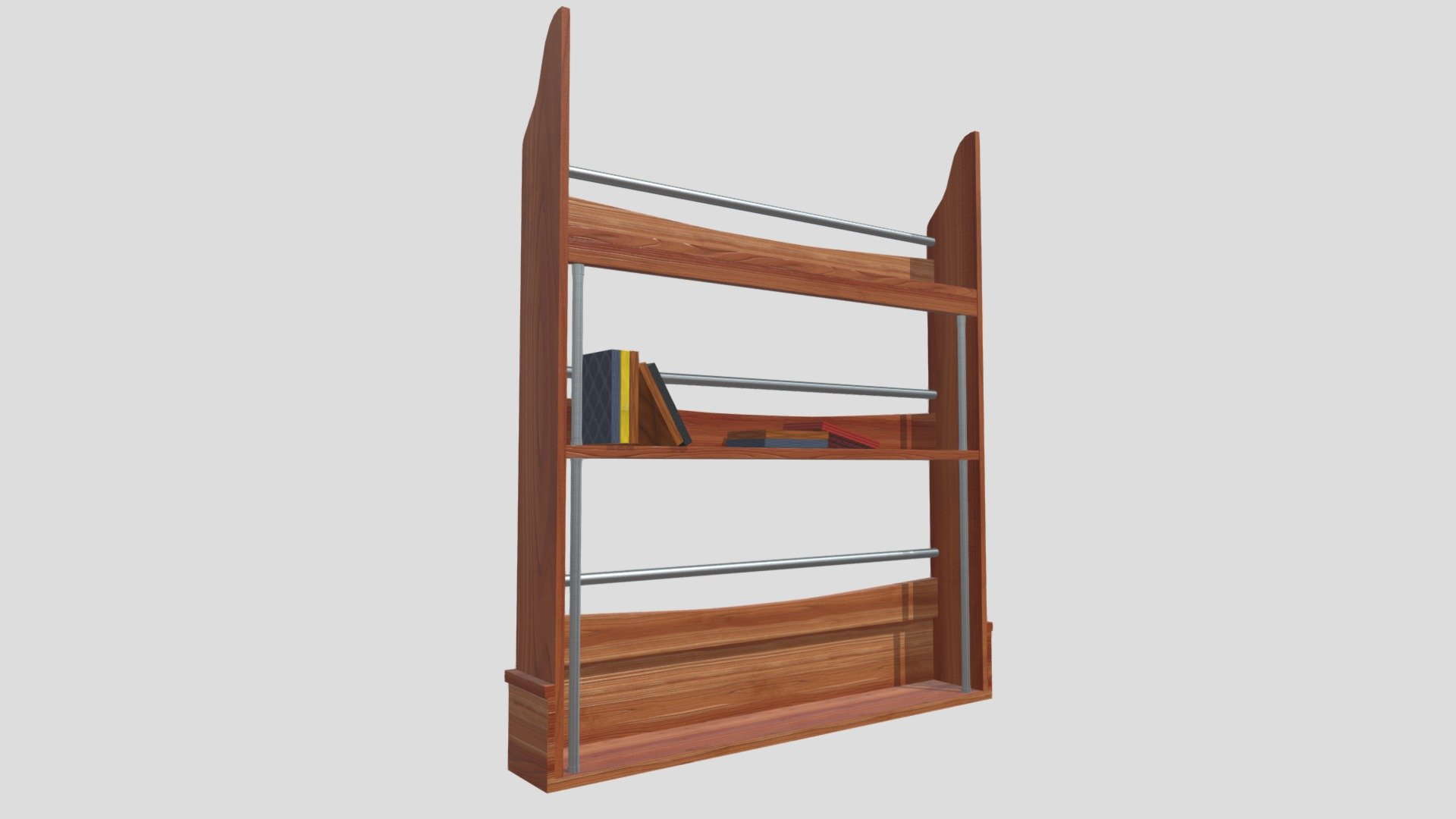 Book Shelf with Realistic Wood Texture - Download Free 3D model by ...