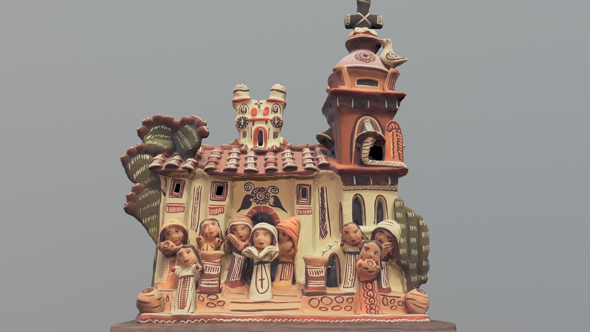 3D model Bolivian Church - This is a 3D model of the Bolivian Church. The 3D model is about a colorful building with statues.