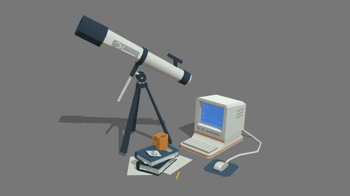 Low Poly Astronomy Lab Assets 3D Model