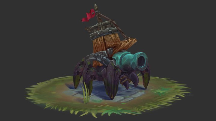 Hand Paint Cannon 3D Model