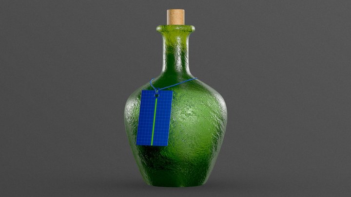 Vintage Bottle with Label Mockup 3D Model