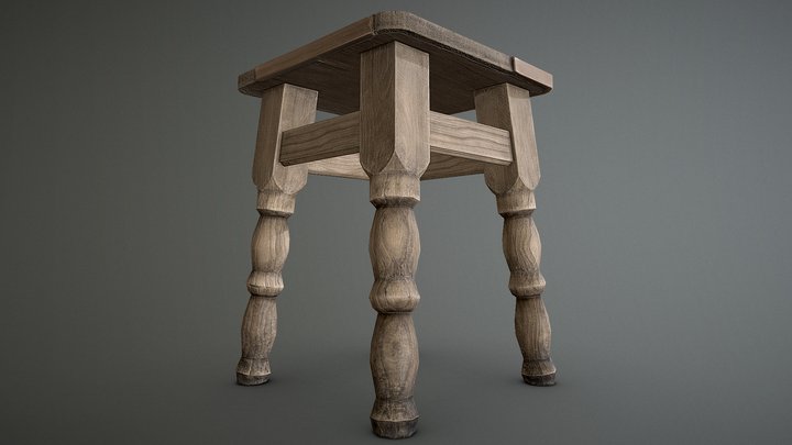 (Game Ready Free) Taburete Chair / Табуретка 3D Model