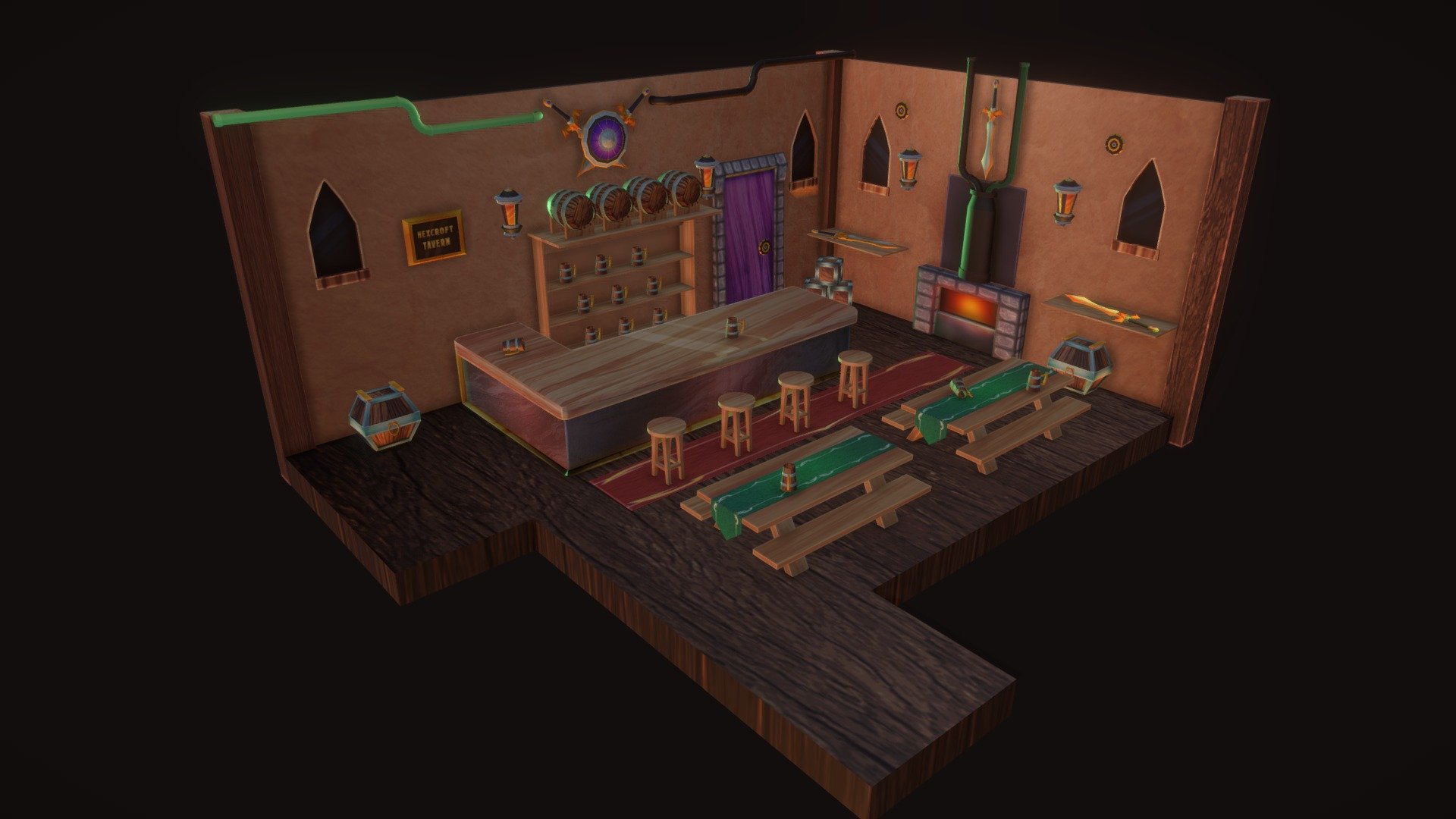 Hexcroft Tavern — Sketchfab embed 3D viewer