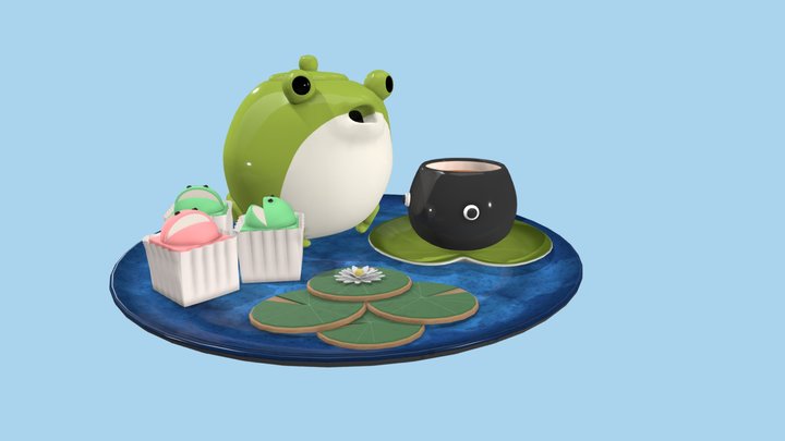 Froggy Tea Set 3D Model