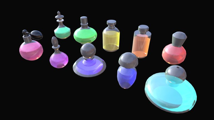 Perfumes Bottles Pack- Low Poly
