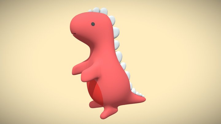 Cute Red children's Dino 3D Model