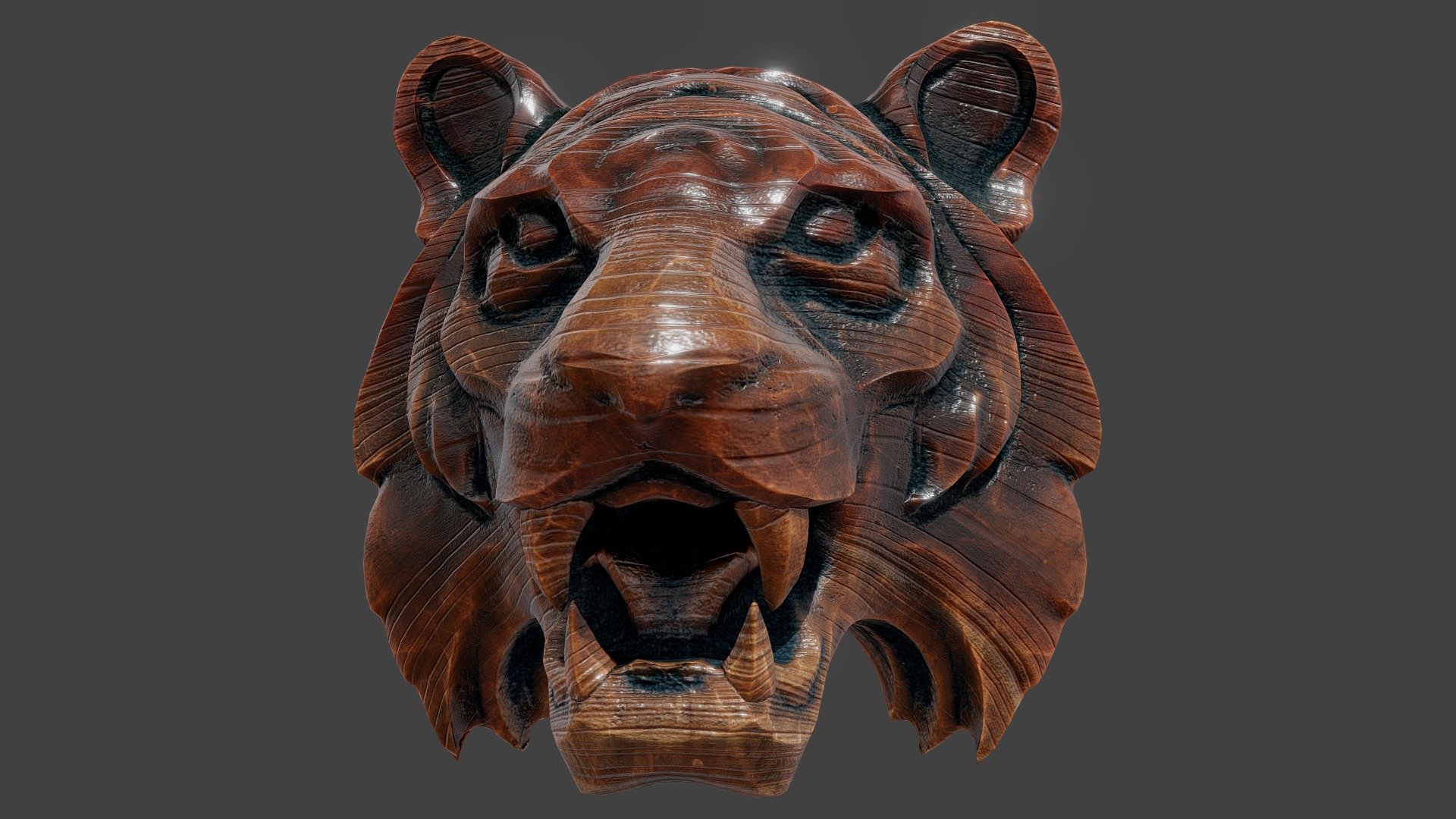Tiger Roaring 3D model - Download Animals on