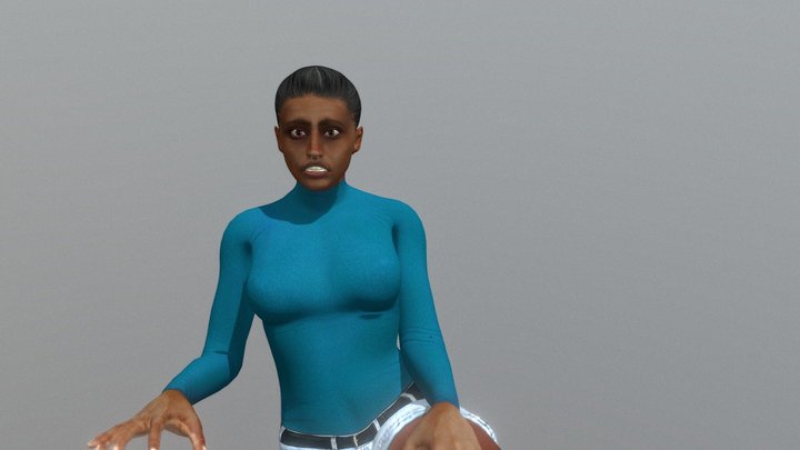 Black Game Ready Female 3D Model
