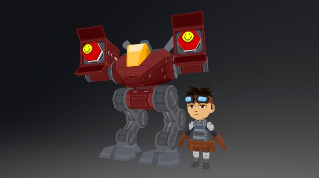 Low Poly Mech and Self 3D Model