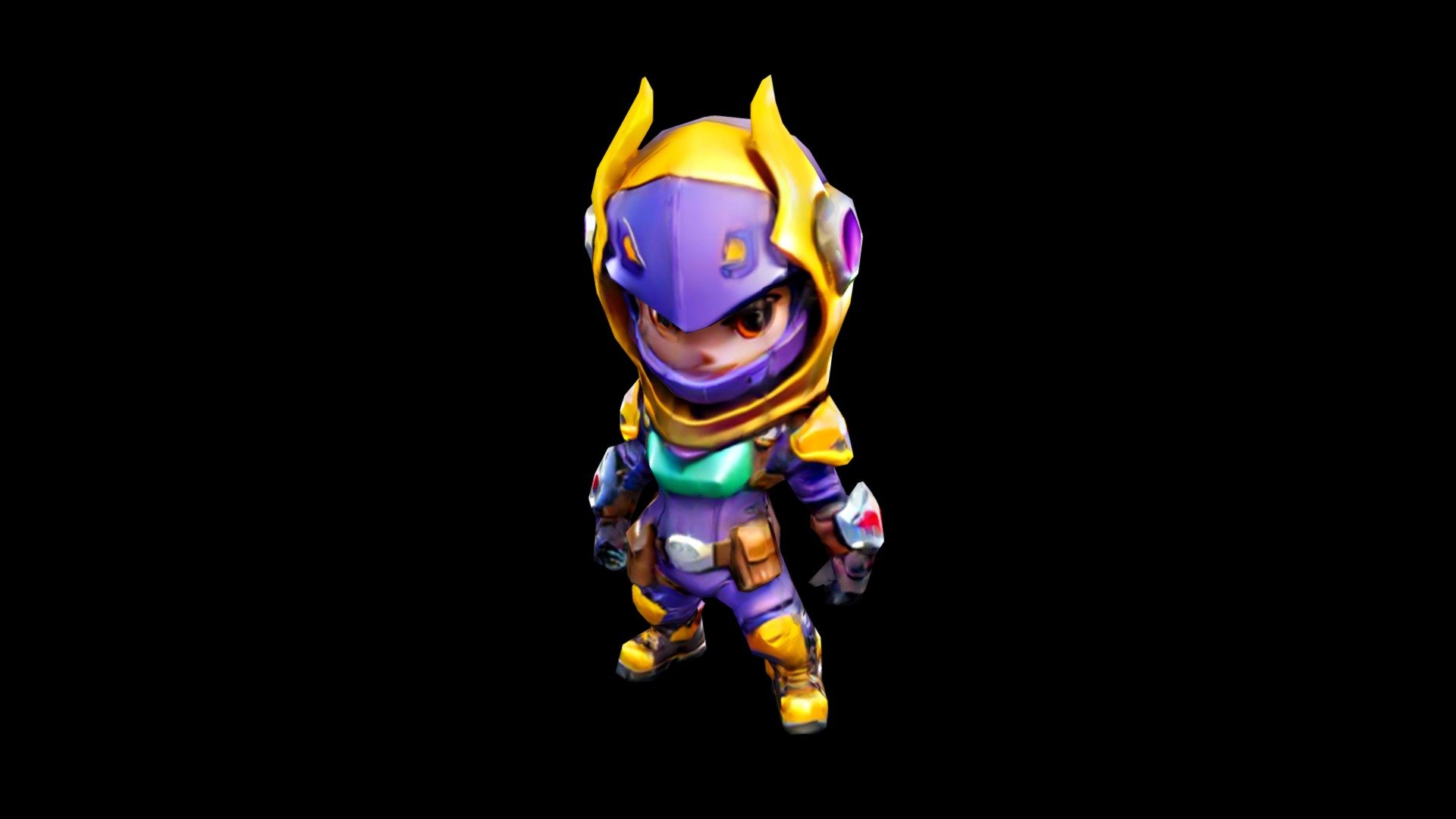 Purple and gold armored warrior with a determine - Download Free 3D ...
