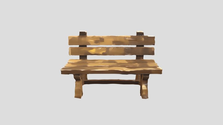 wooden outdoor bench 3D Model