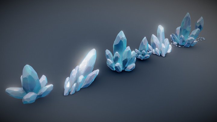 Stylized Crystals Pack 3D Model