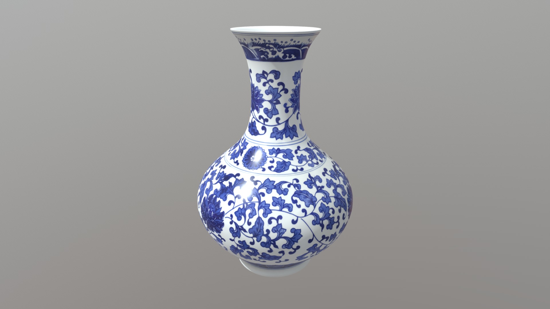 3D model Porcelain China Vase - This is a 3D model of the Porcelain China Vase. The 3D model is about a blue and white vase.