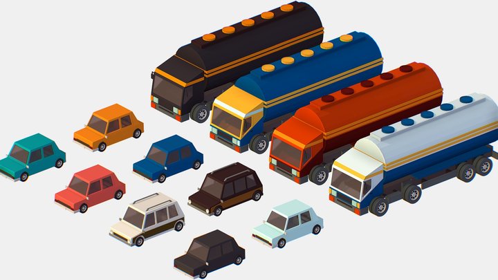 Isometric style commercial vehicle tank 3d model 3D Model